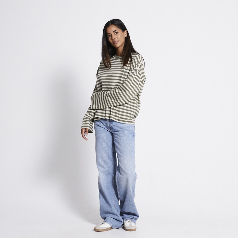 Striped longsleeve-tee "Ammie" Army Green